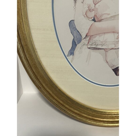 Jan Hagara Oval Frame Matted Art Girl & Doll Romantic Victoriana ‘77 Cottagecore - Picture 15 of 16